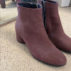 Ecco Ankle Boots with Suede Material and Low Chunky Heel